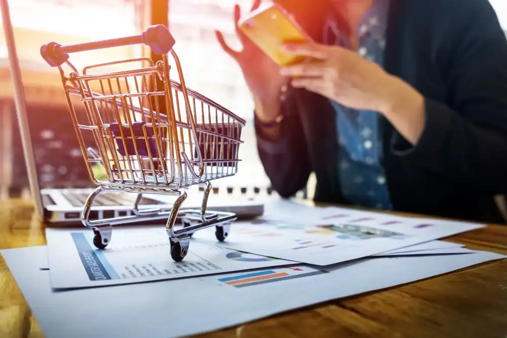 chica con carrito compra online