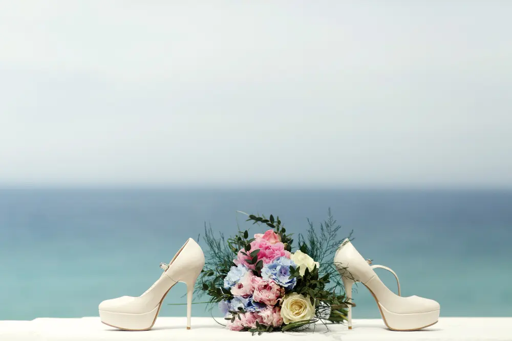 zapatos boda boquet mar