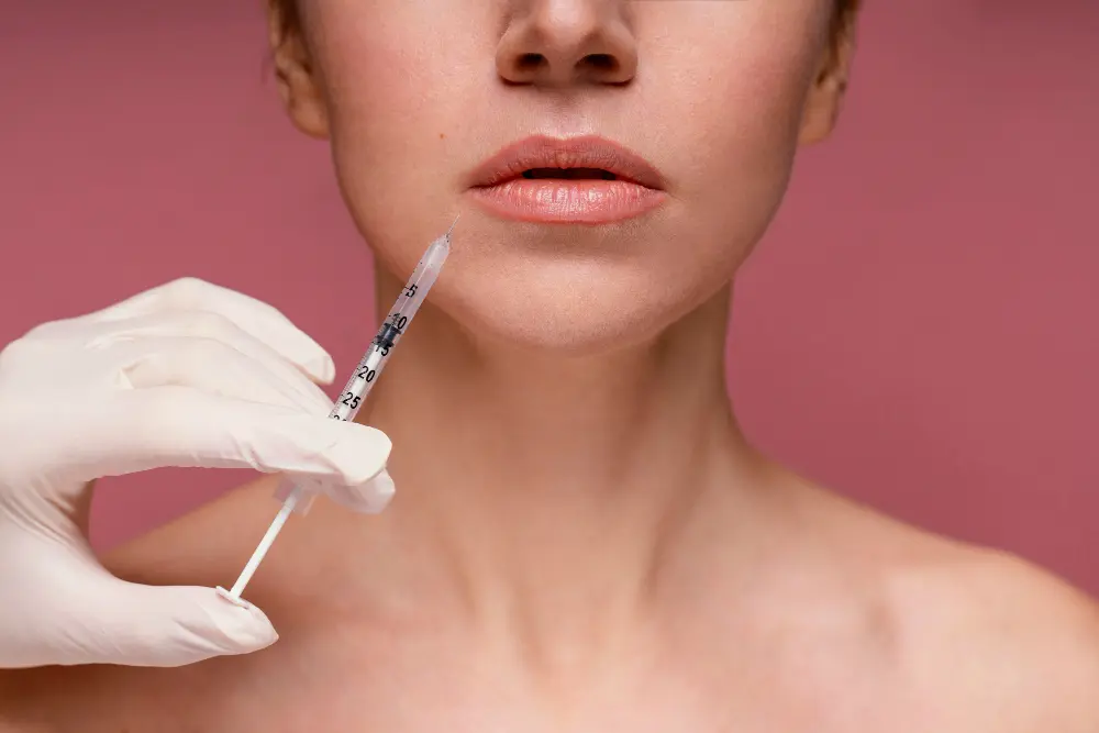 medica estetica inyecta Radiesse a una mujer