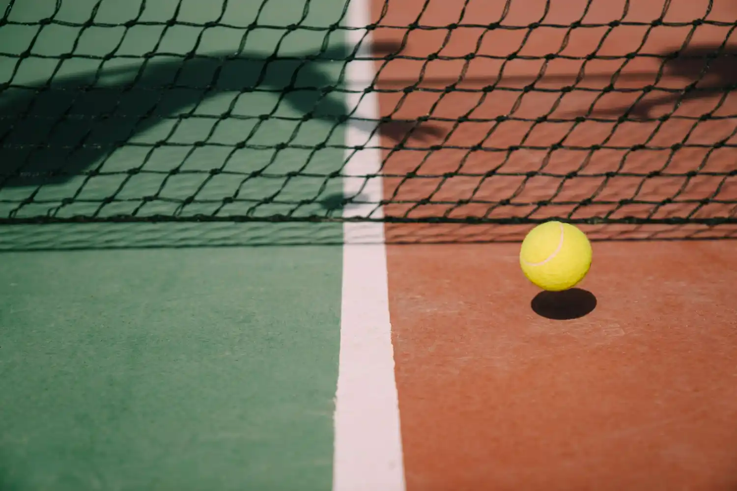 campo de tennis con pelota y red