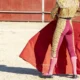 un torero espera al toro en la arena