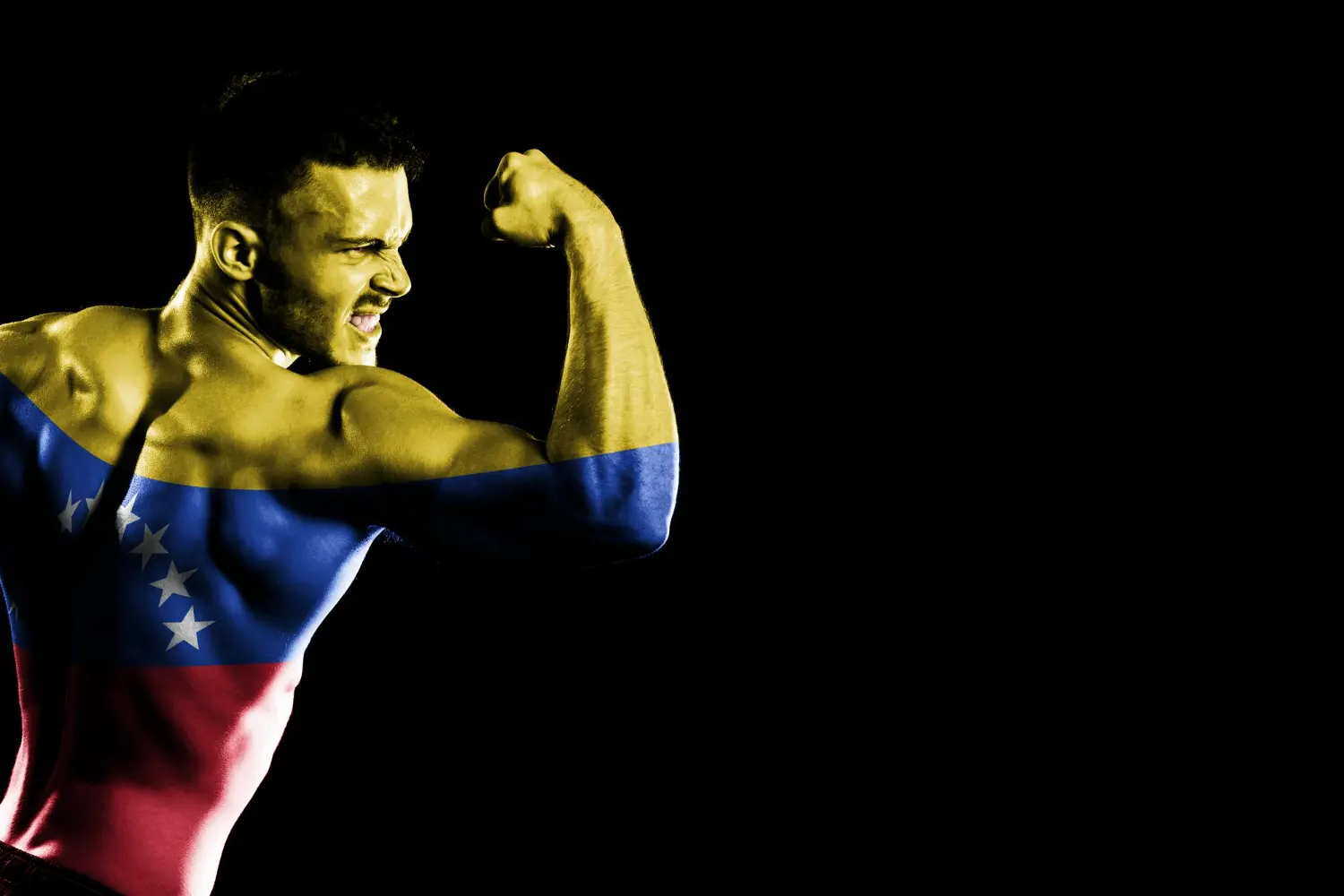 chico culturista pintado con colores venezuela