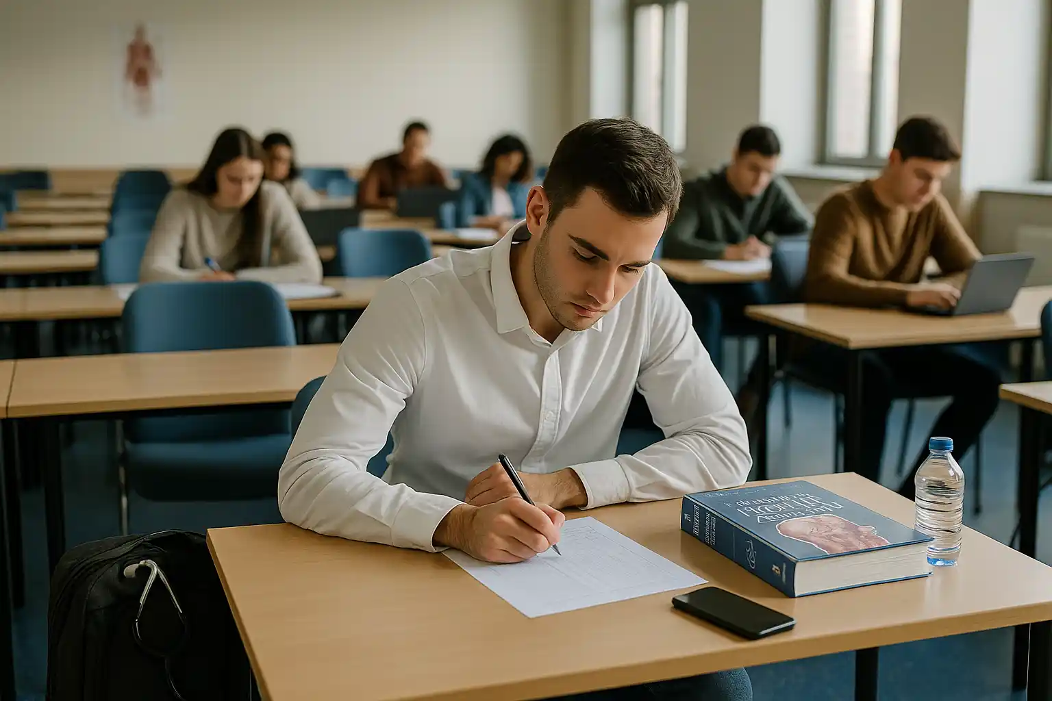 chico durante examen de investigación biomédica