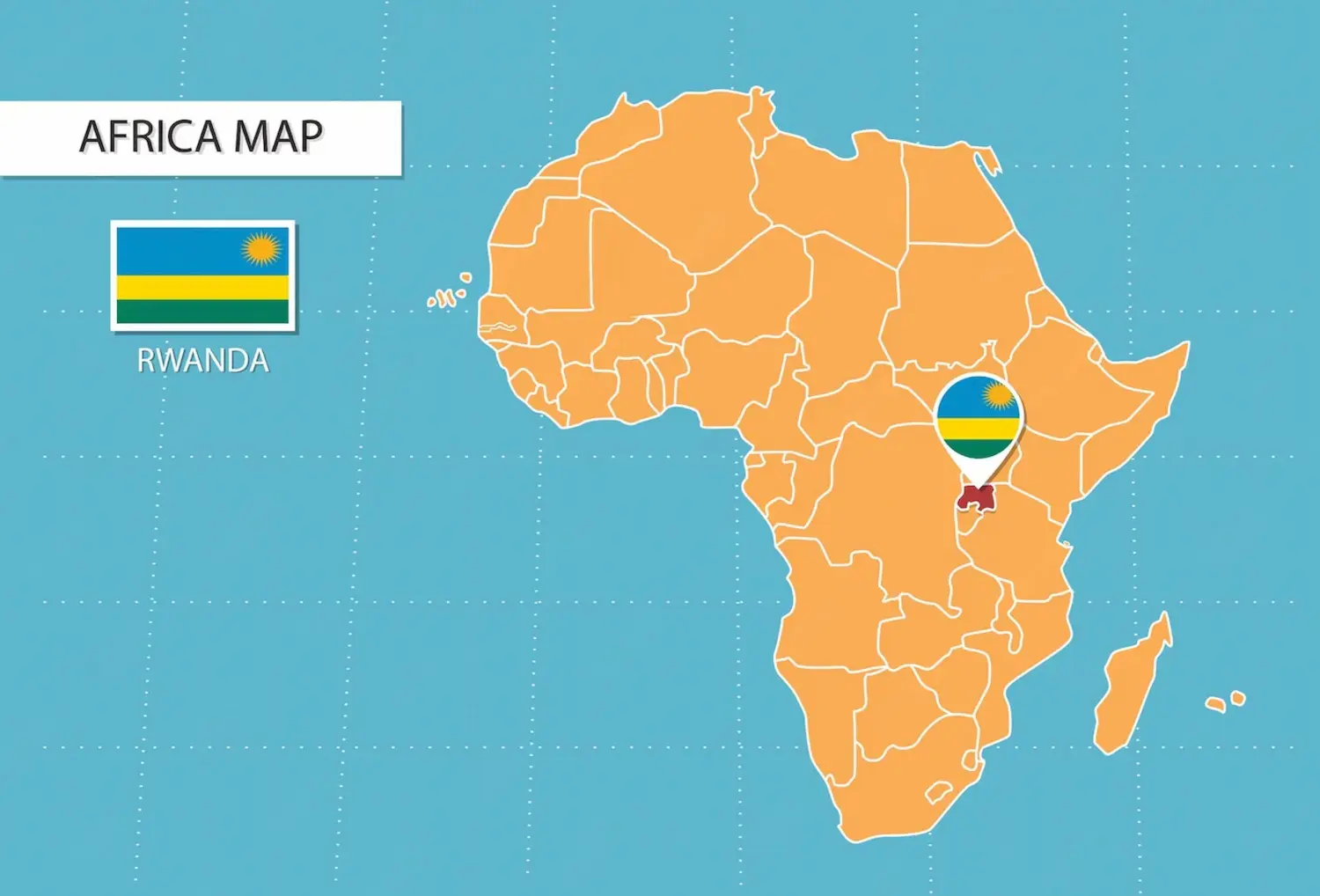 mapa y bandera de Ruanda