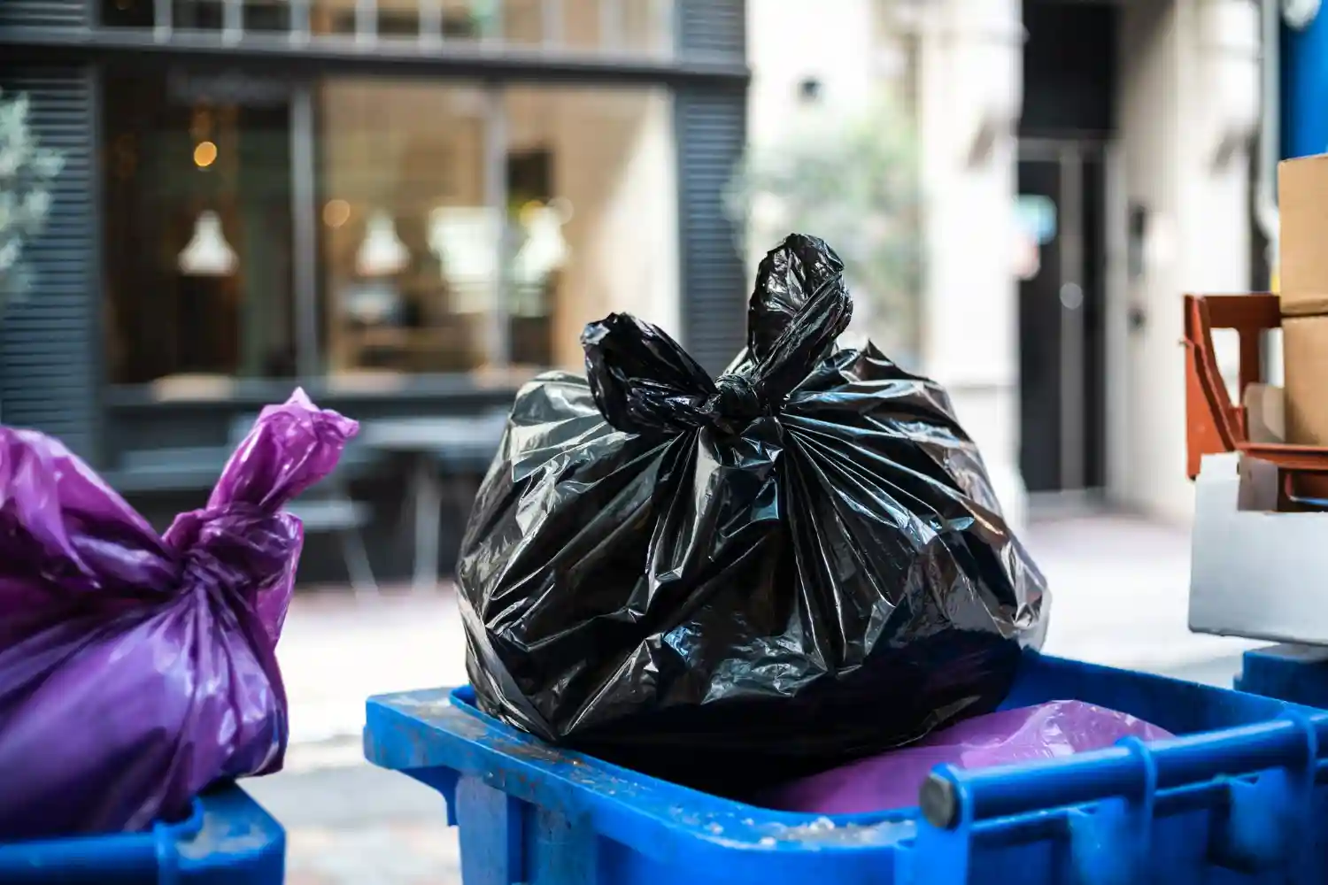 bolsas de basura en una calle de Madrid