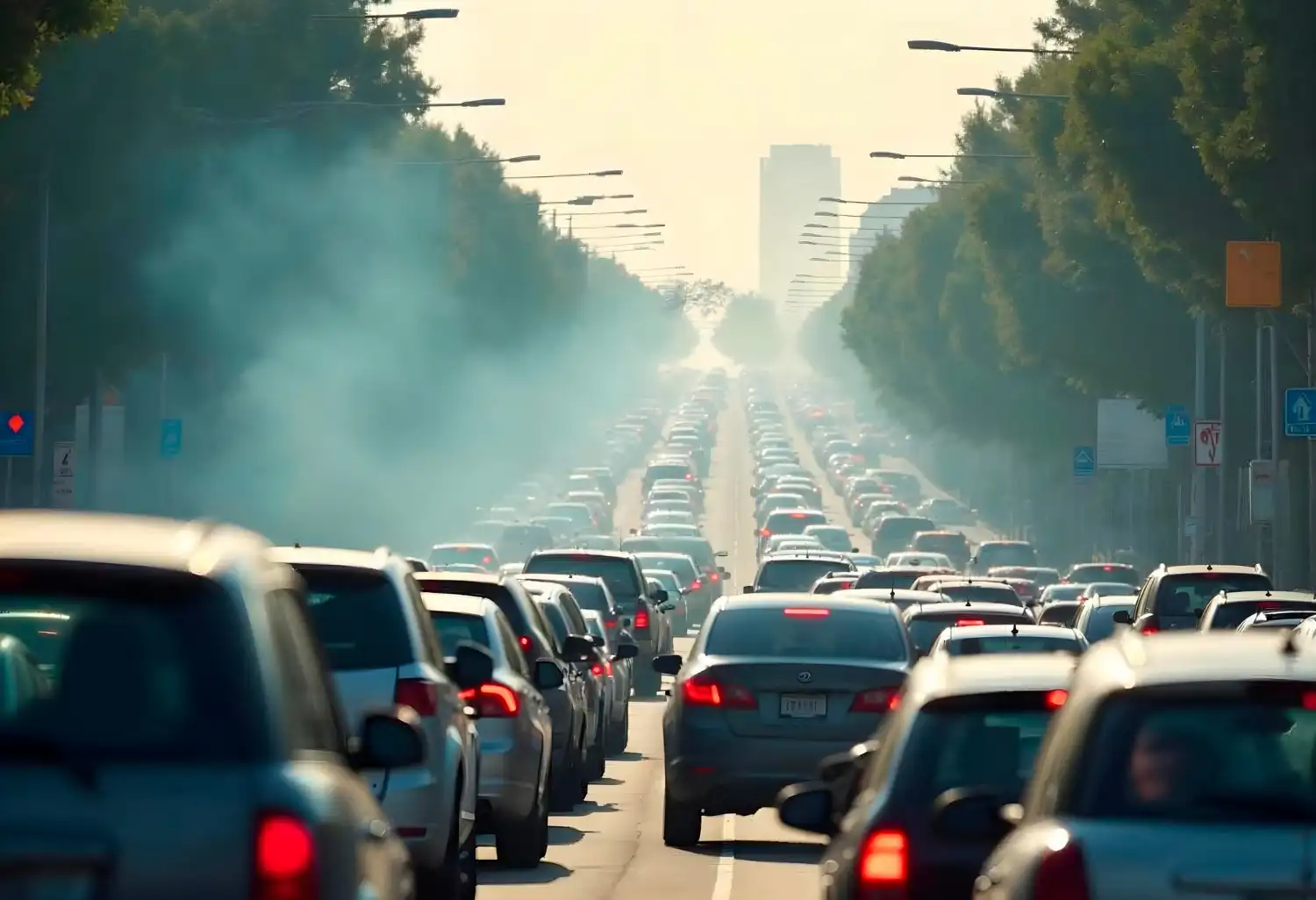 trafico con coches y polución