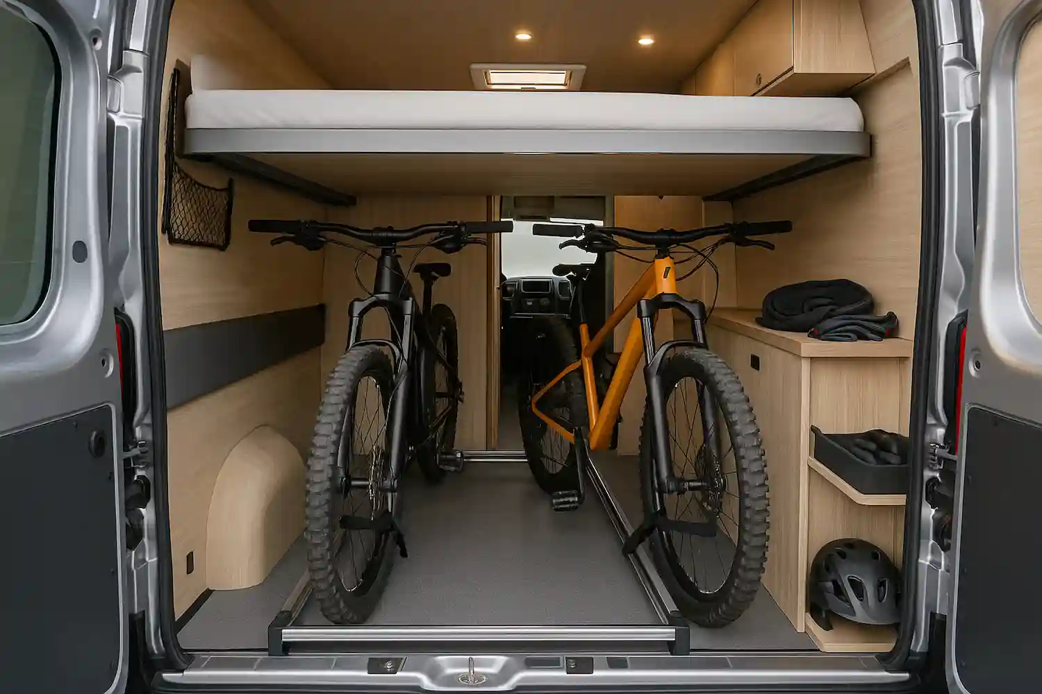 l2h2 camperizacion con bicicletas de montaña en el interior