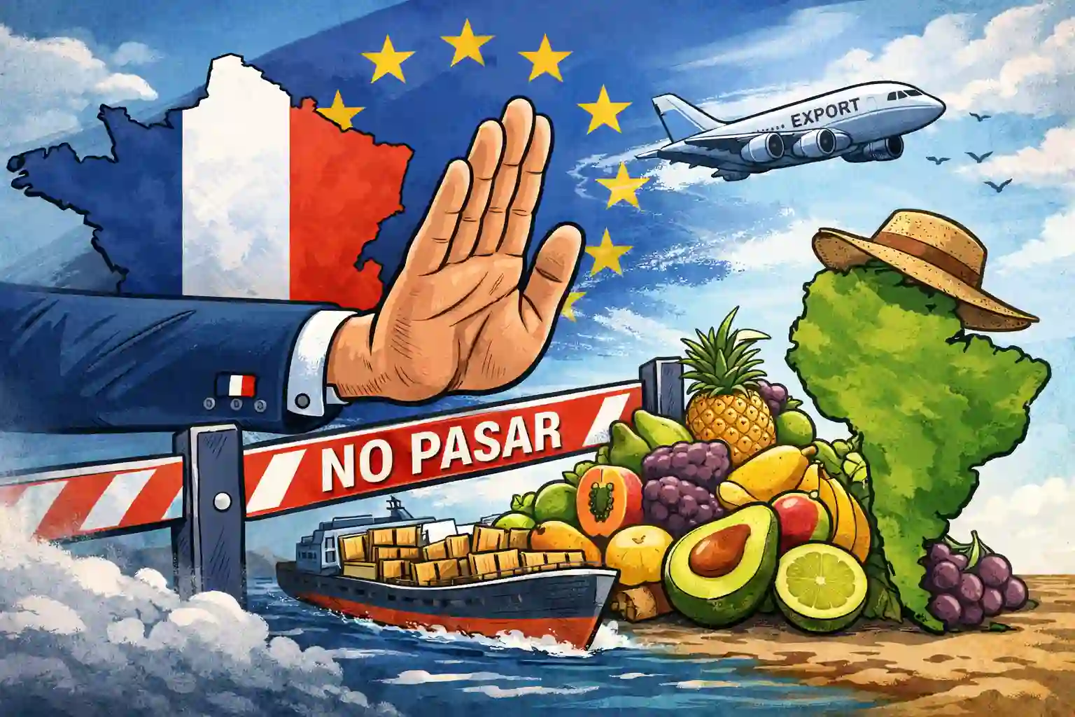 bloqueo francés a la fruta sudamericana
