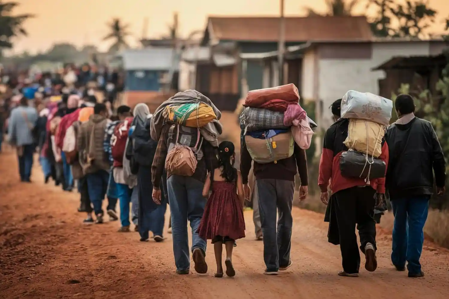 migrantes en cola para entrar en España