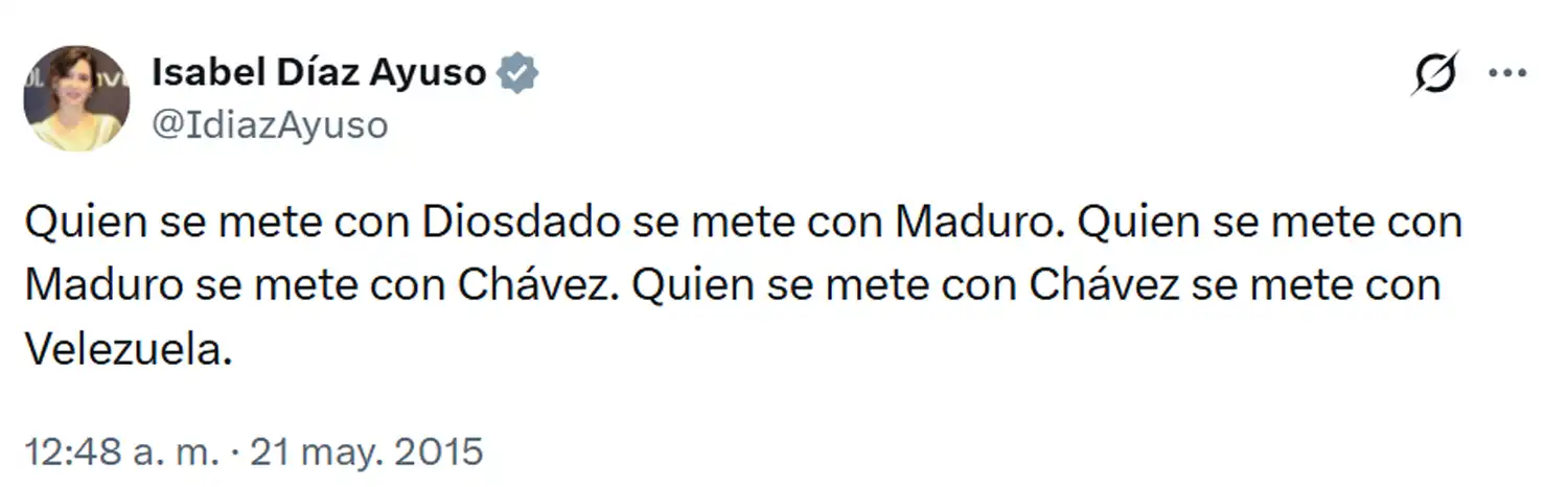 tuit de Ayuso 2015