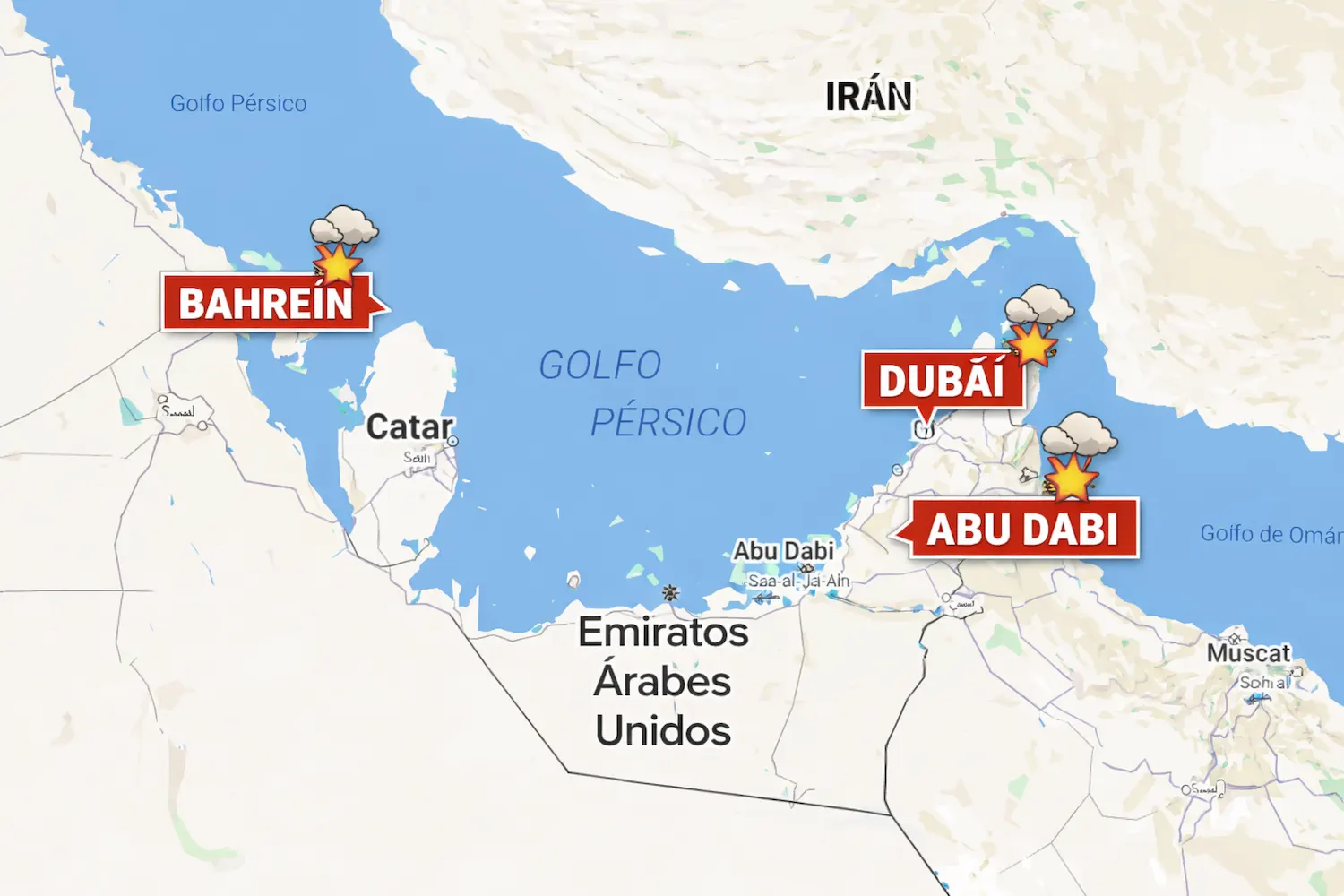 Irán golpea Dubái Abu Dabi y Bahréin