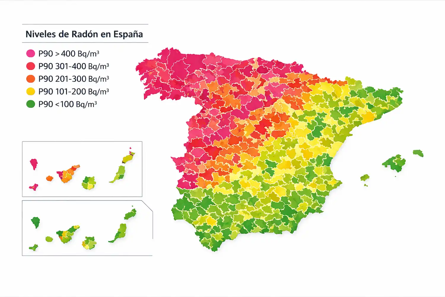 mapa zona con radón