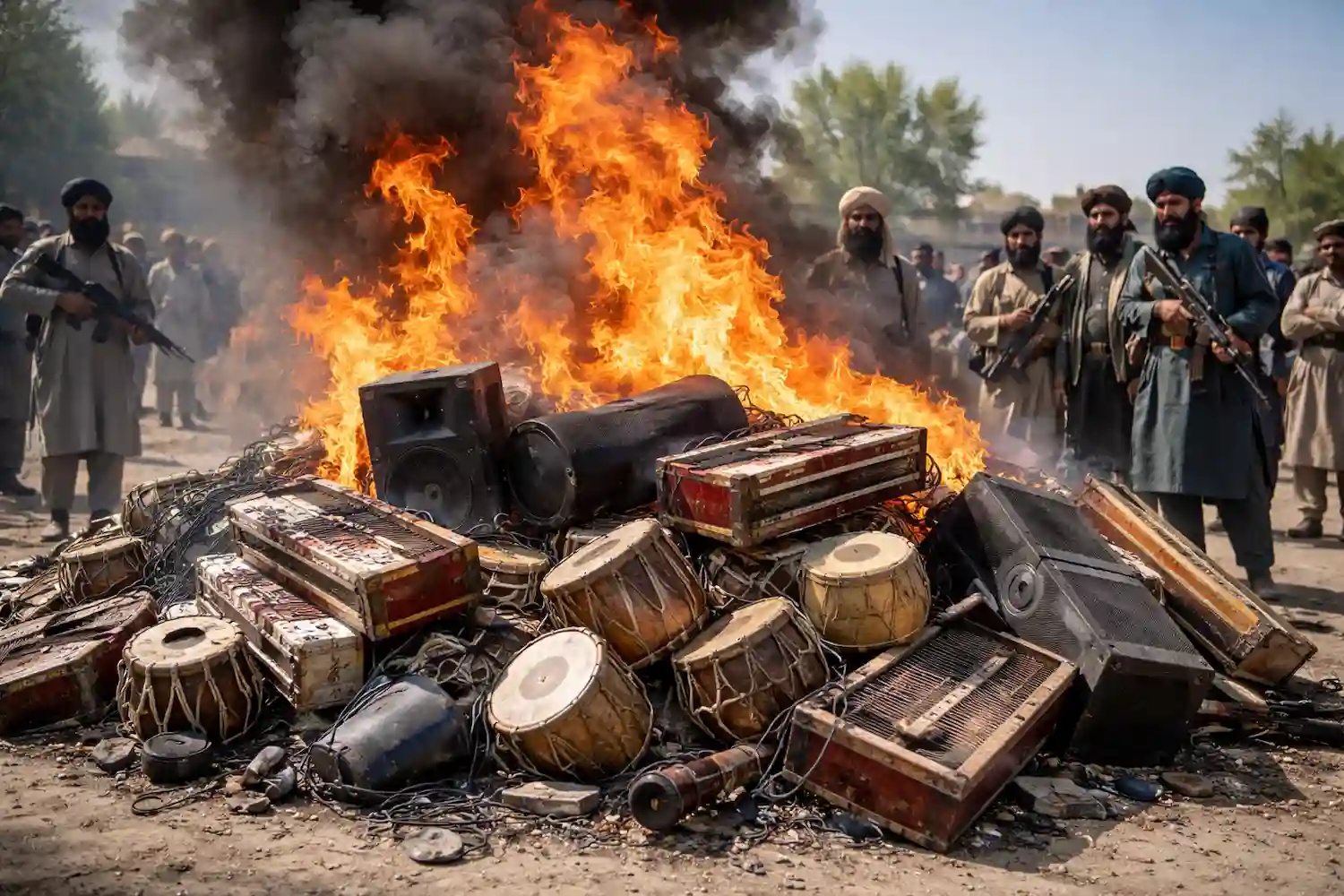 talibanes queman 600 instrumentos