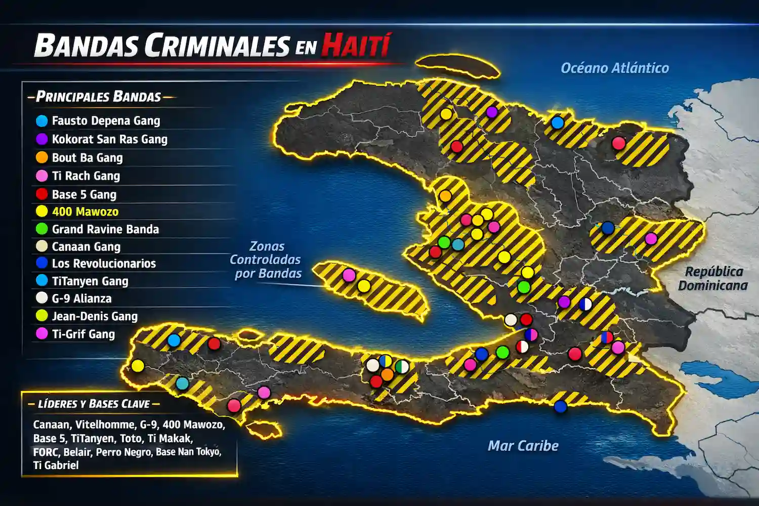 mapa de las bandas de Haití
