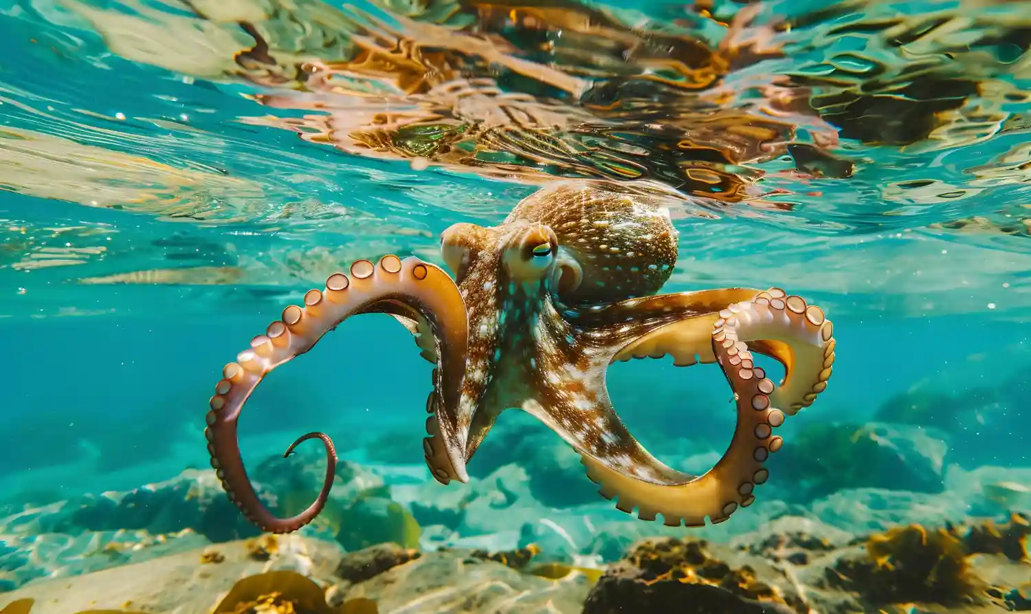 un pulpo nadando