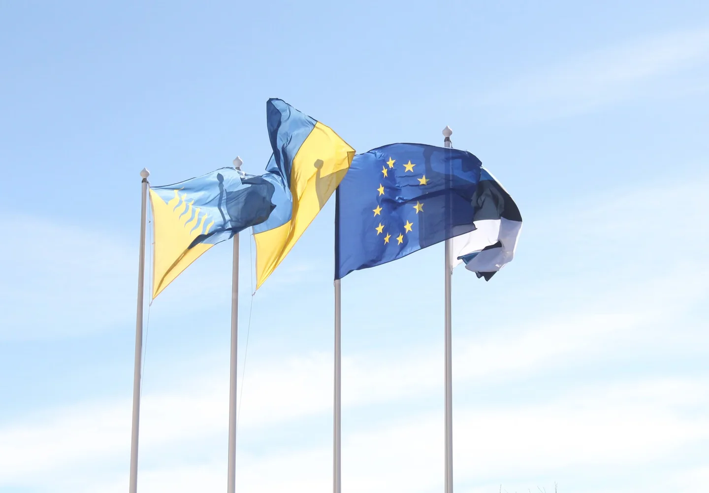 Banderas de la Unión Europea para ilustrar 40 años de la entrada de España en la Unión Europea