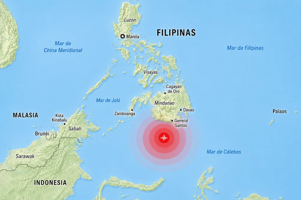 mapa del terremoto en Filipinas 8 junio