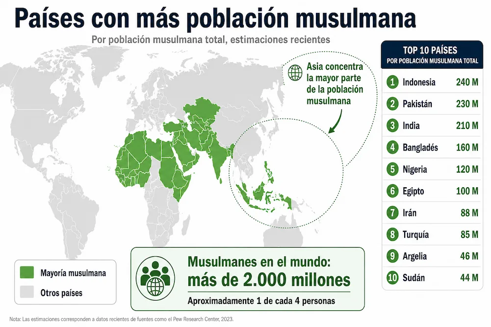 mapa musulmanes en el mundo