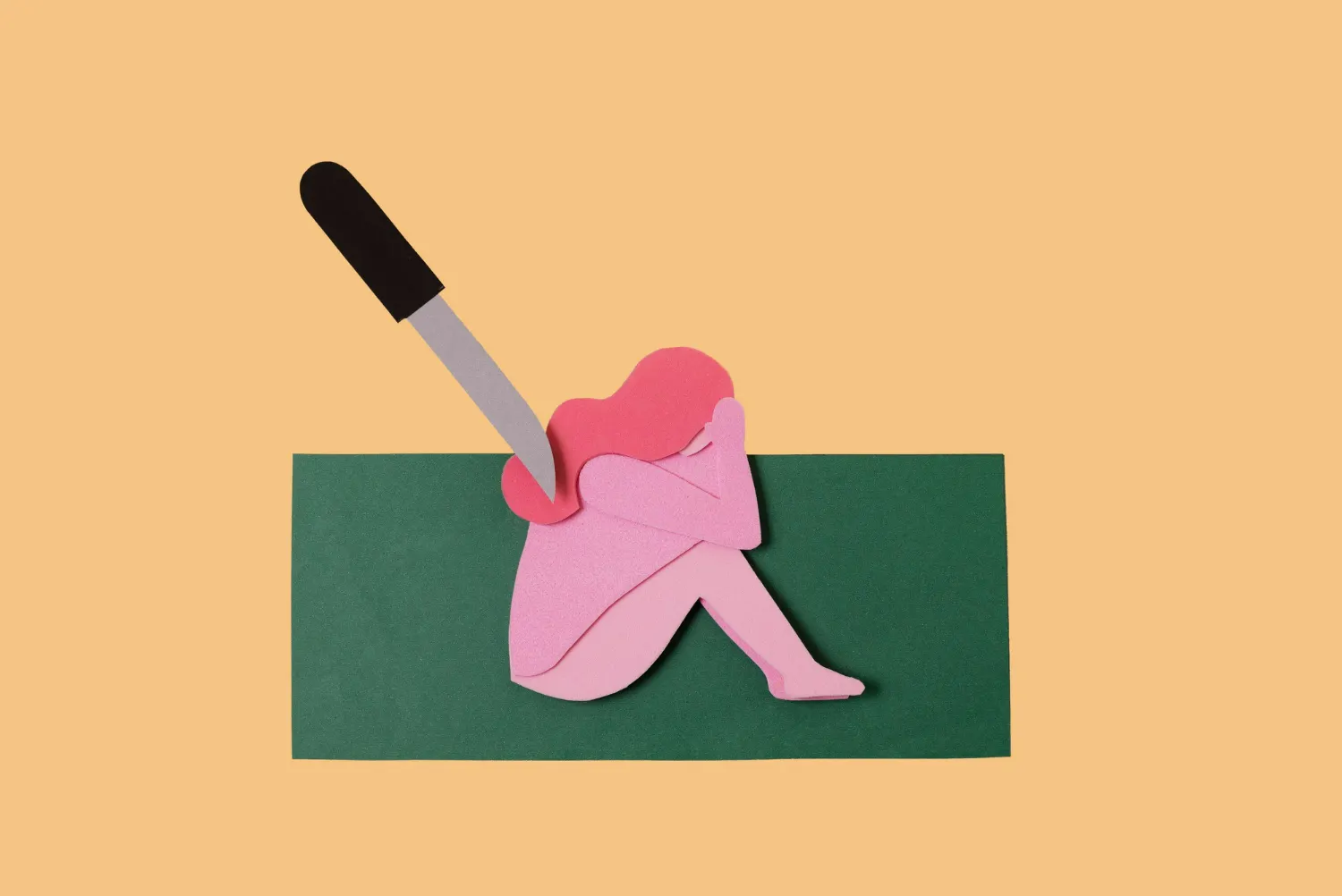 collage violencia mujer cuchillo