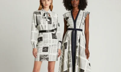dos modelos con estampado de periódico
