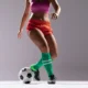 futbolista mujer entrenando