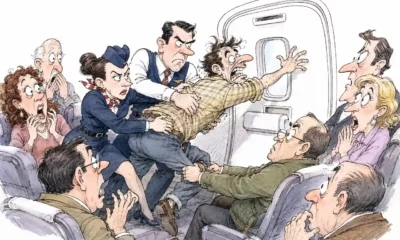 intentó abrir la puerta de un avión en vuelo