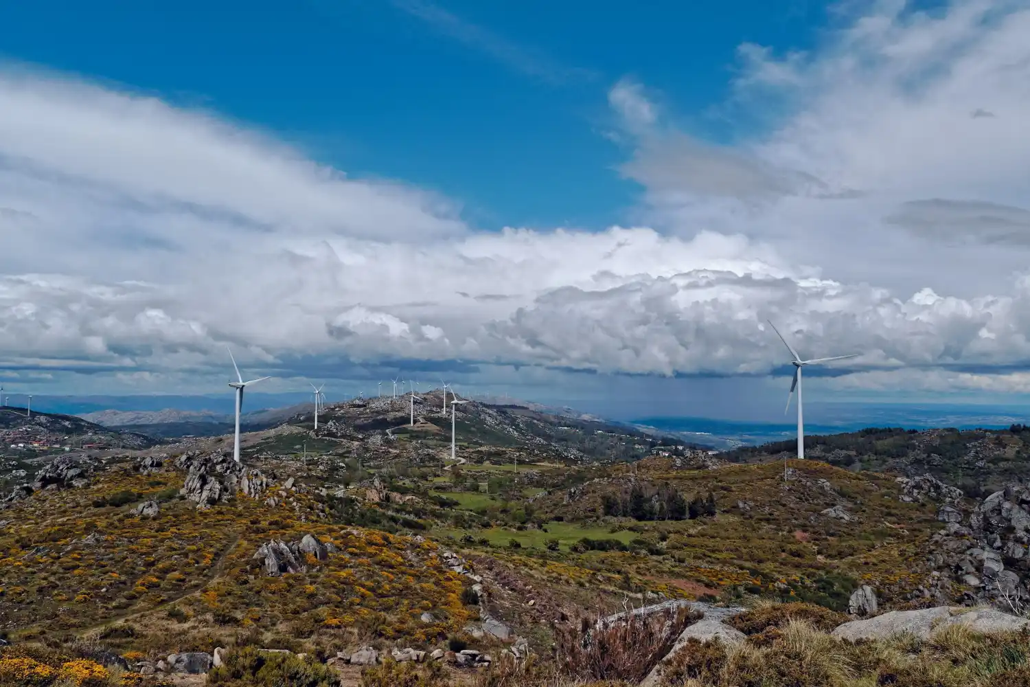 montes verano españa con palas eolicas