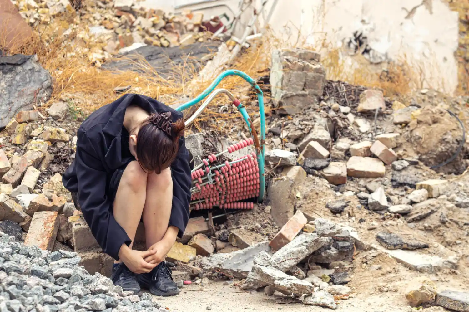 bajo el barro una mujer en Nepal