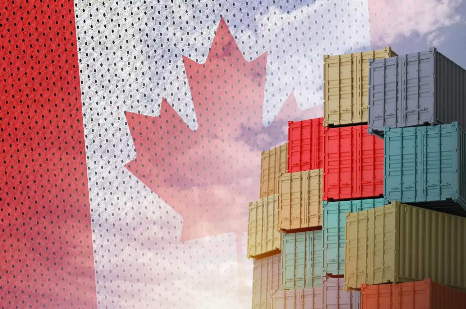 bandera canada con contenedores export