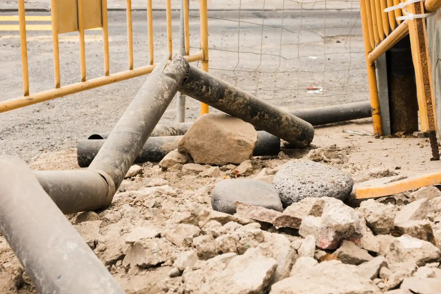 calle tras romperse una tubería