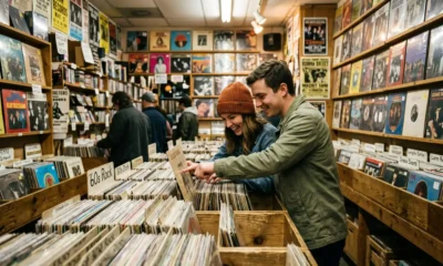 chicos en una tienda de musica