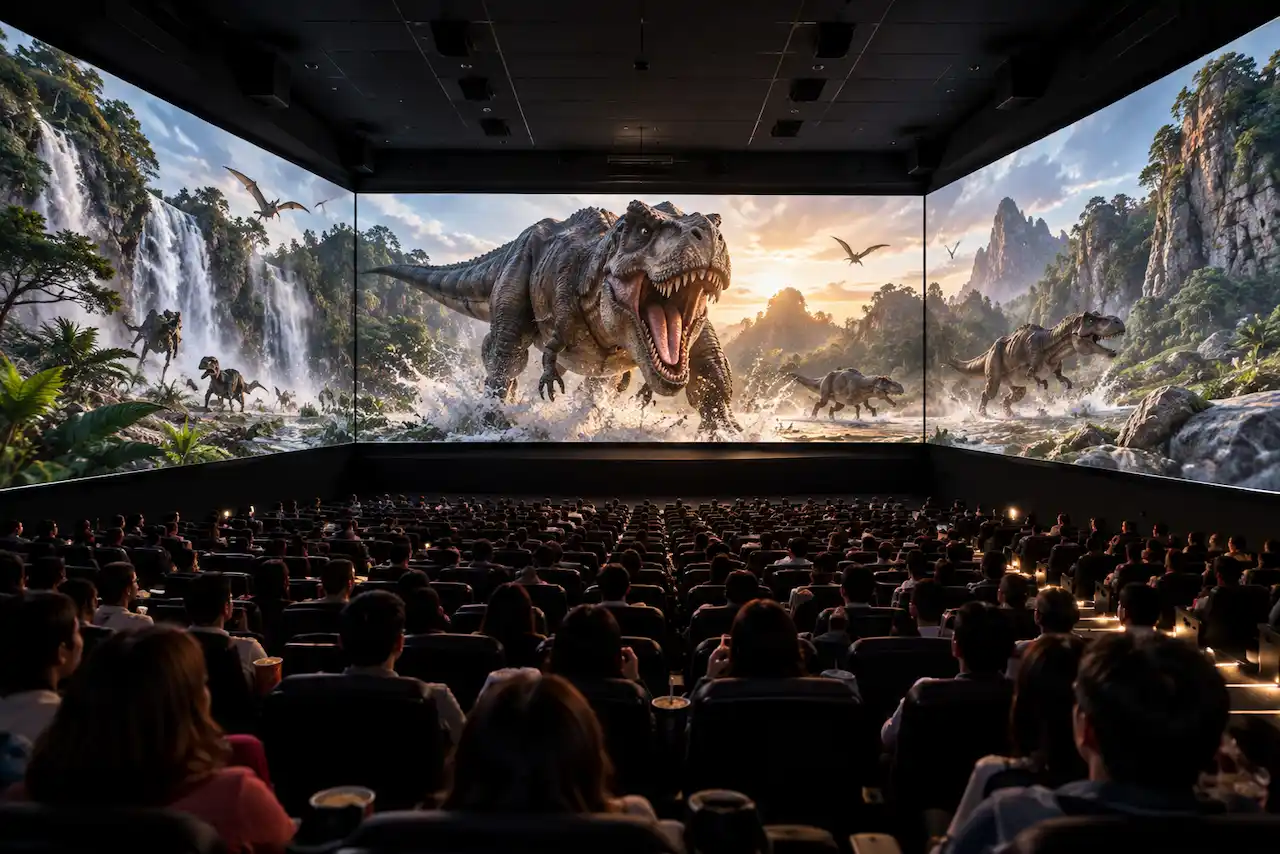 cine con tres pantallas