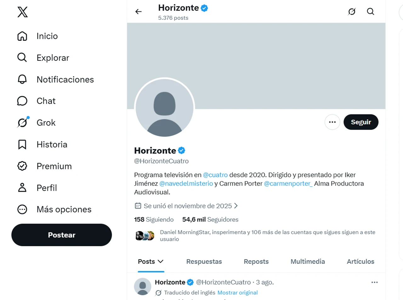 cuenta de Horizonte hackeada en X