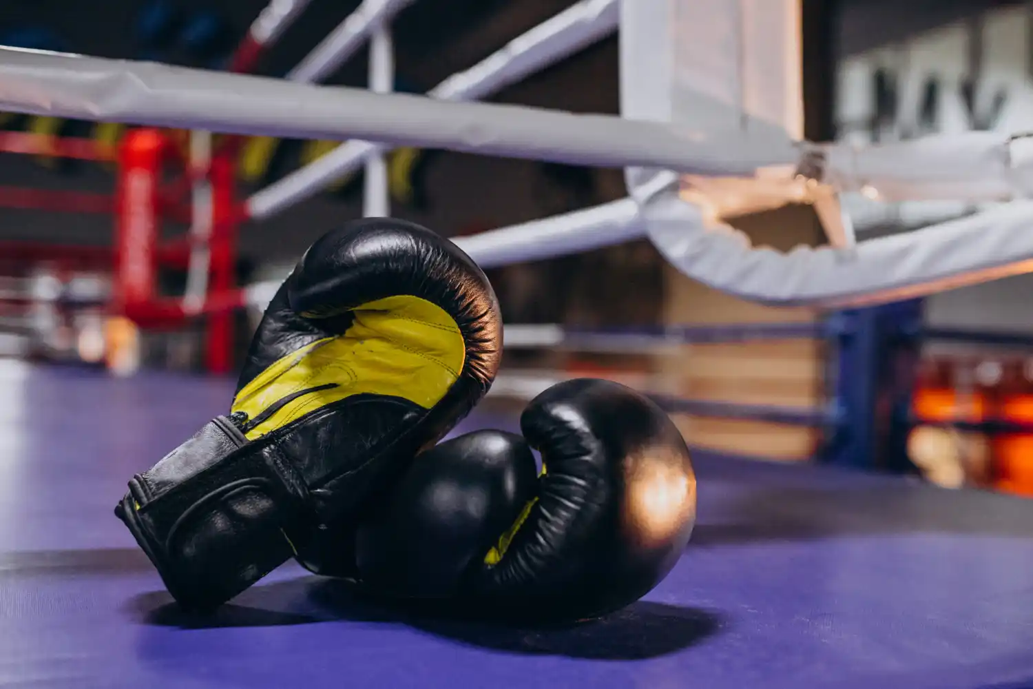 guantes de boxeo en un ring