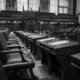 Cámara parlamentaria vacía durante una etapa de gobierno en funciones
