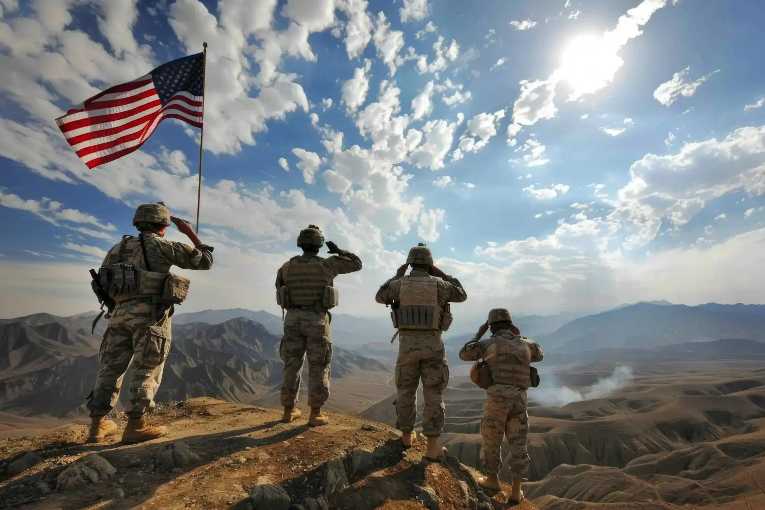 tropas de EEUU con bandera