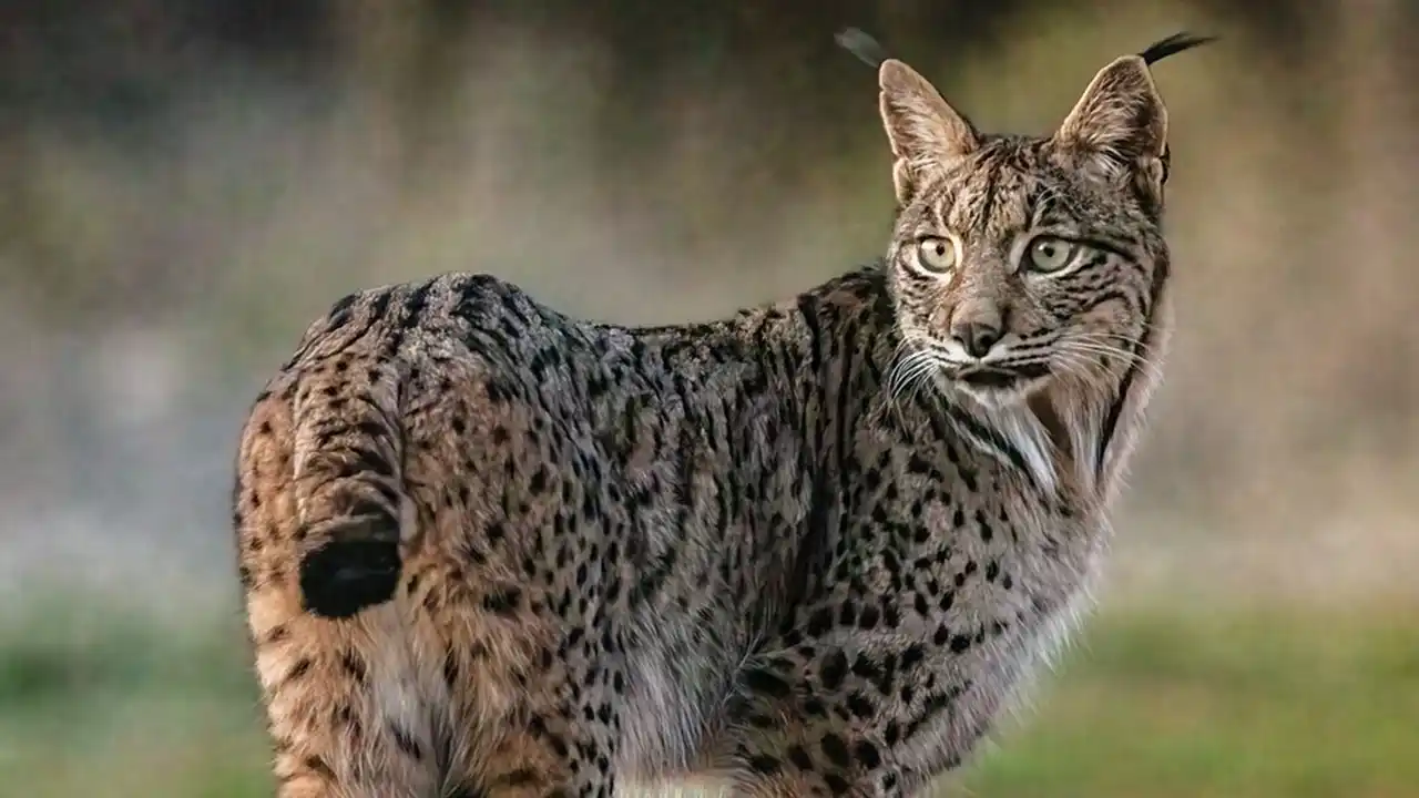 un lince iberico mirando atras
