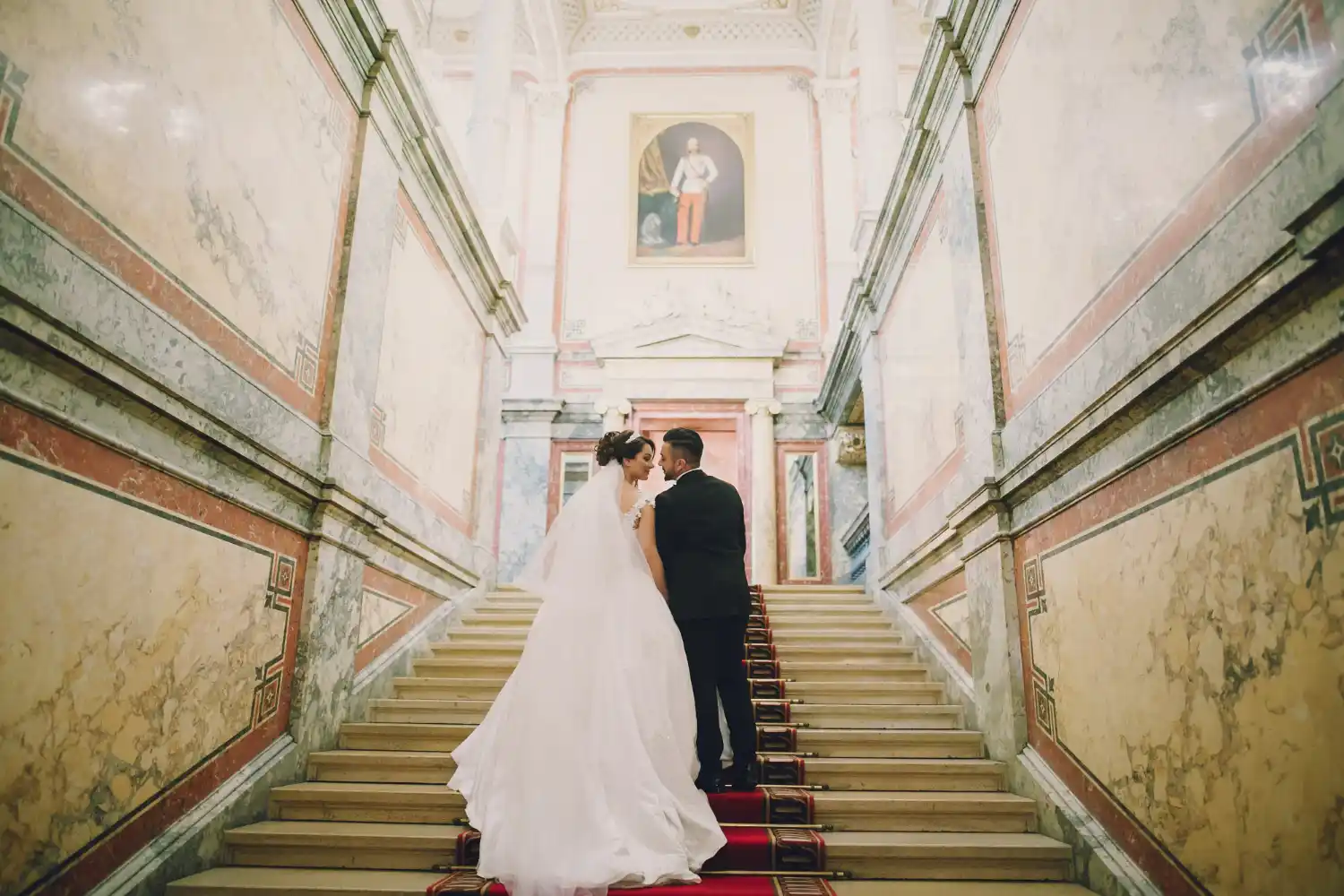 una boda real en escalera