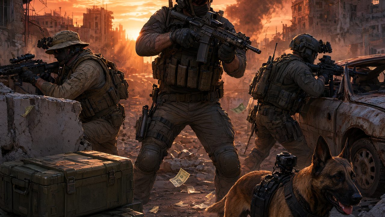 Escuadrón de mercenarios en zona de conflicto, guía de dinero de Wardogs