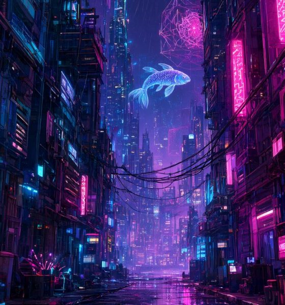 Las mejores builds de Cyberpunk 2077: ciudad futurista con neones bajo la lluvia
