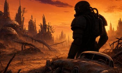 Las mejores builds de Fallout 4: soldado con Power Armor en el Yermo al atardecer