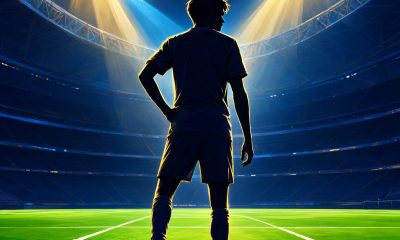Joven futbolista en un estadio nocturno, wonderkids de EA Sports FC 27