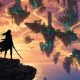 Esparadachina en un acantilado ante ruinas flotantes, ilustración de la tier list de Wuthering Waves