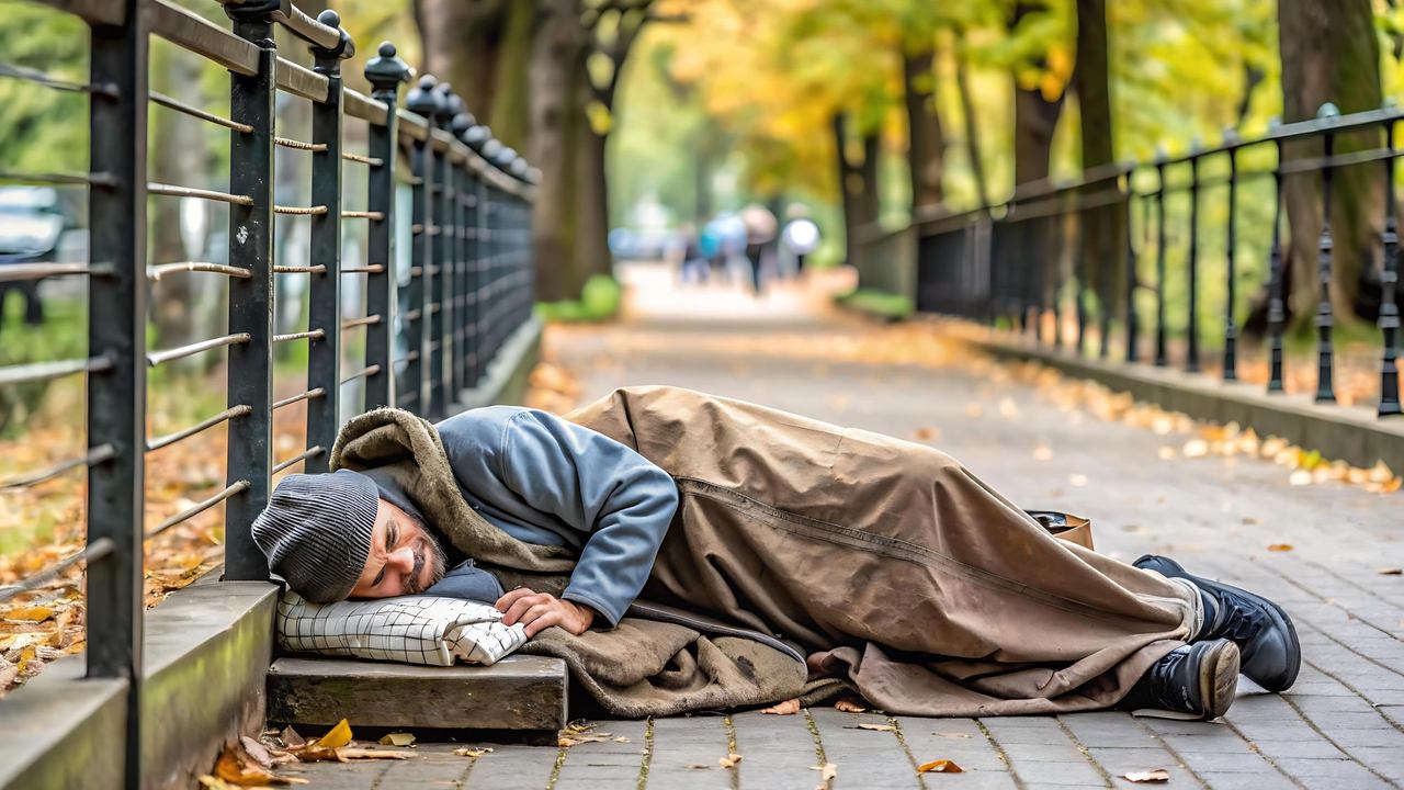 Persona durmiendo en la calle en una ciudad — informe de Arrels sobre esperanza de vida