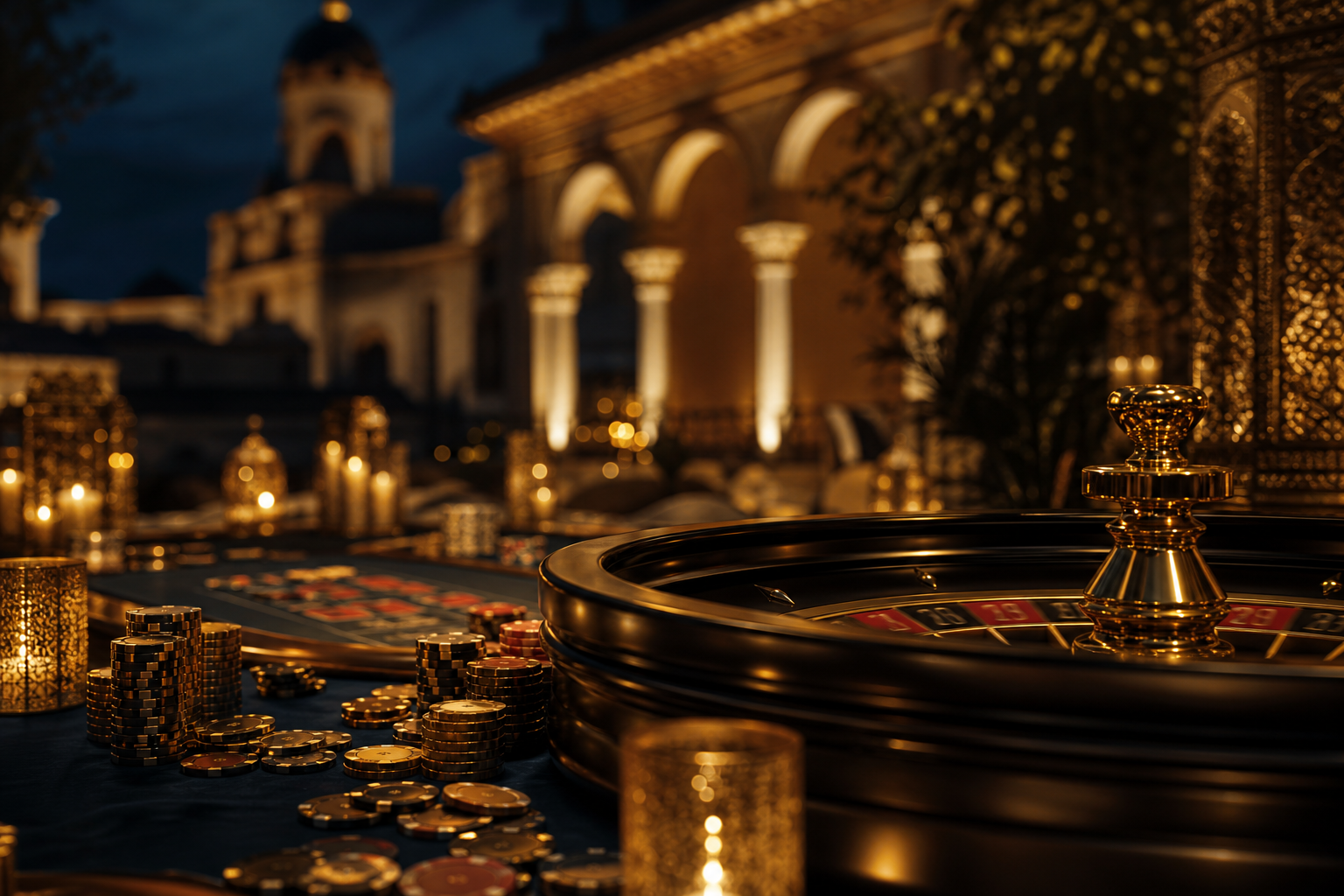 Ruleta y fichas doradas en casino sin autoprohibición